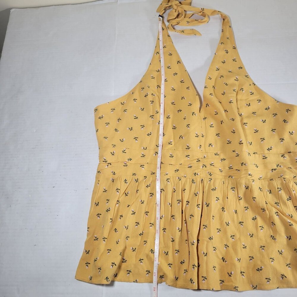 American Eagle Outfitters Women Backless Yellow Ditzy Floral Halter Size XL - Picture 4 of 12